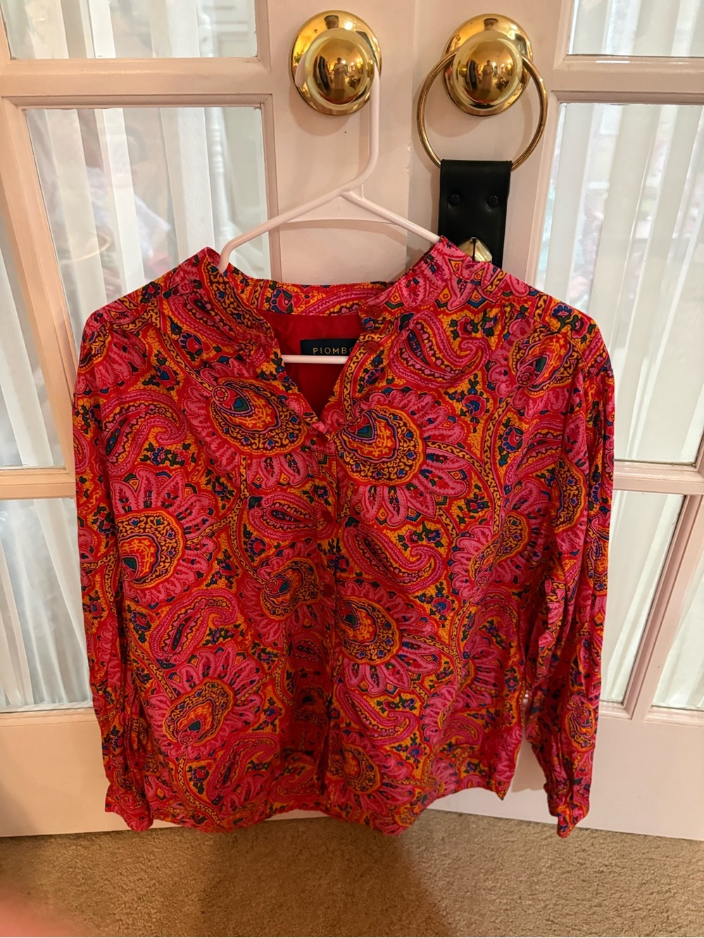 Piombo Vibrant Pink Paisley Long-Sleeve Blouse